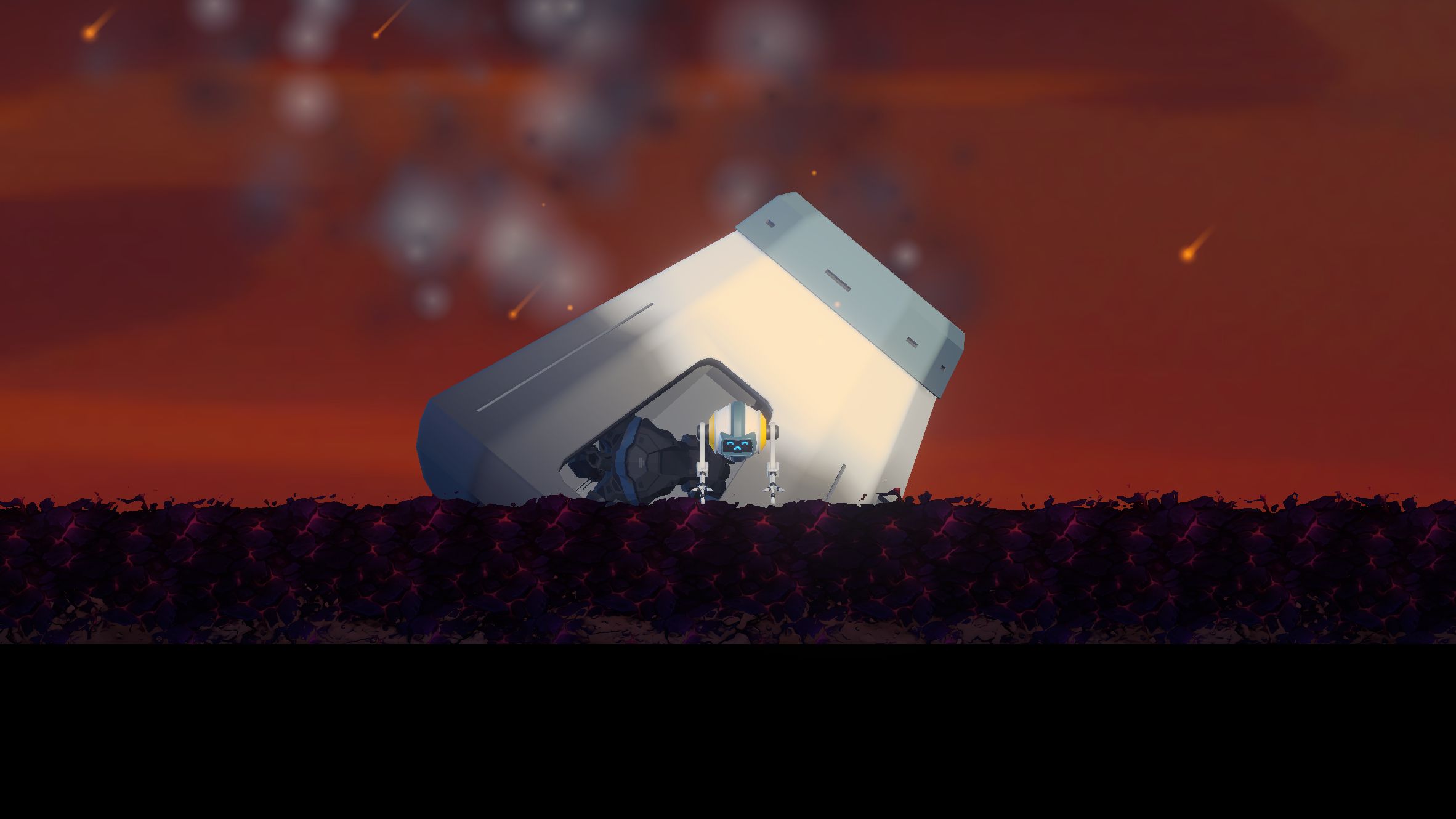 [TO BE REPLACED] HEN3RY beside the crashed Escape Pod as the smoke clears